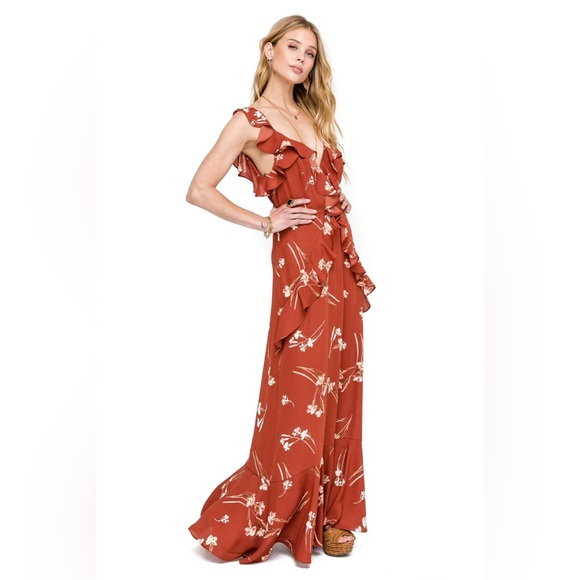 Astr Rust Floral Maxi Dress - Picture 1 of 10